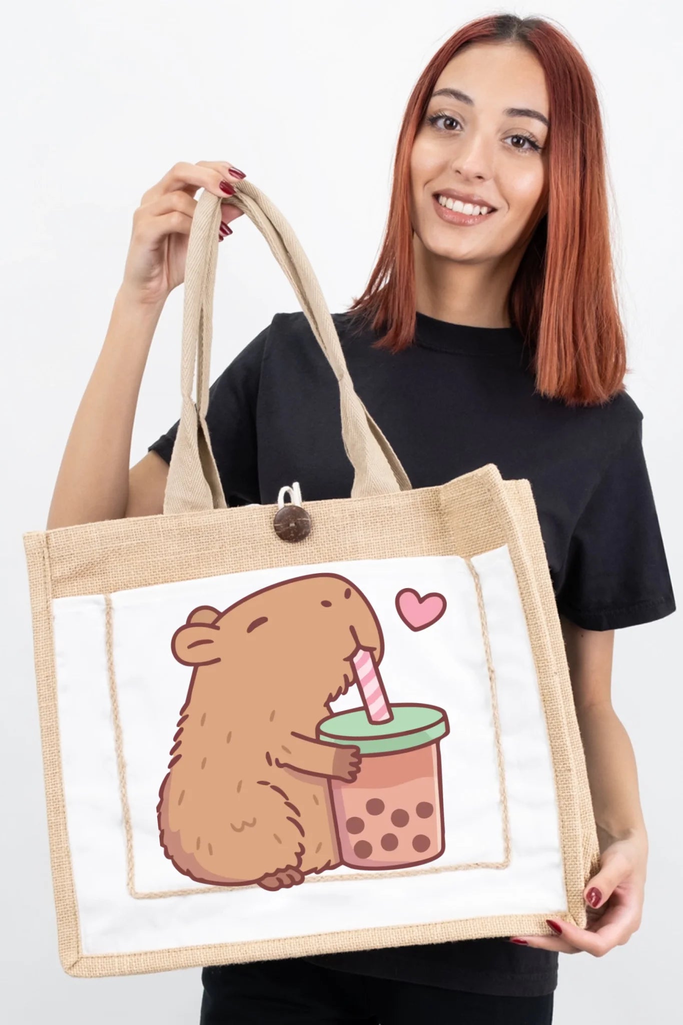 Capybara Loves Boba Tea Tote Bag