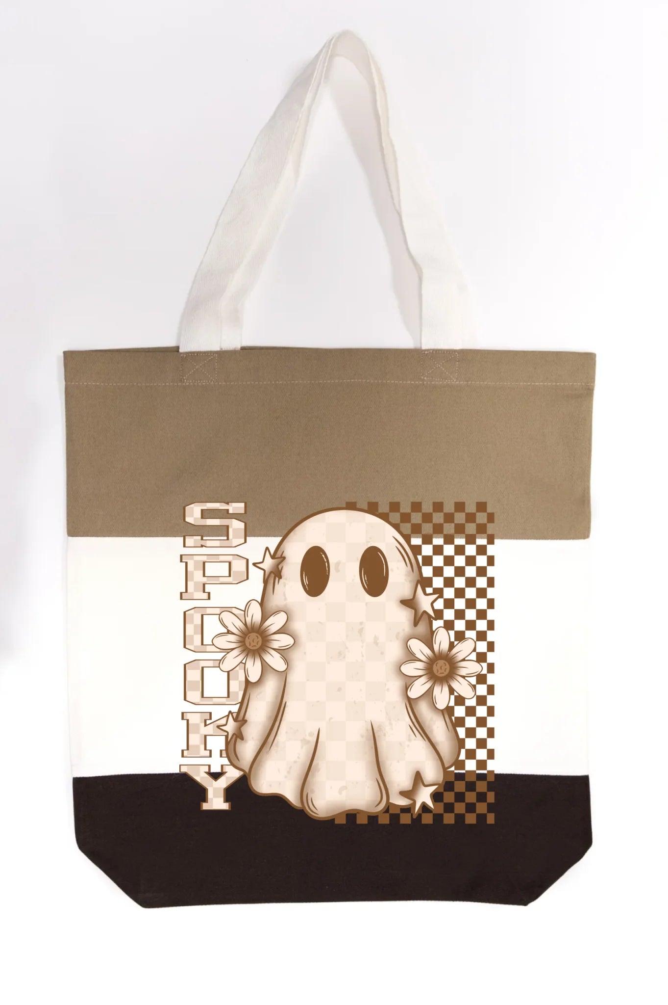 Spooky Checkered Ghost Tote Bag