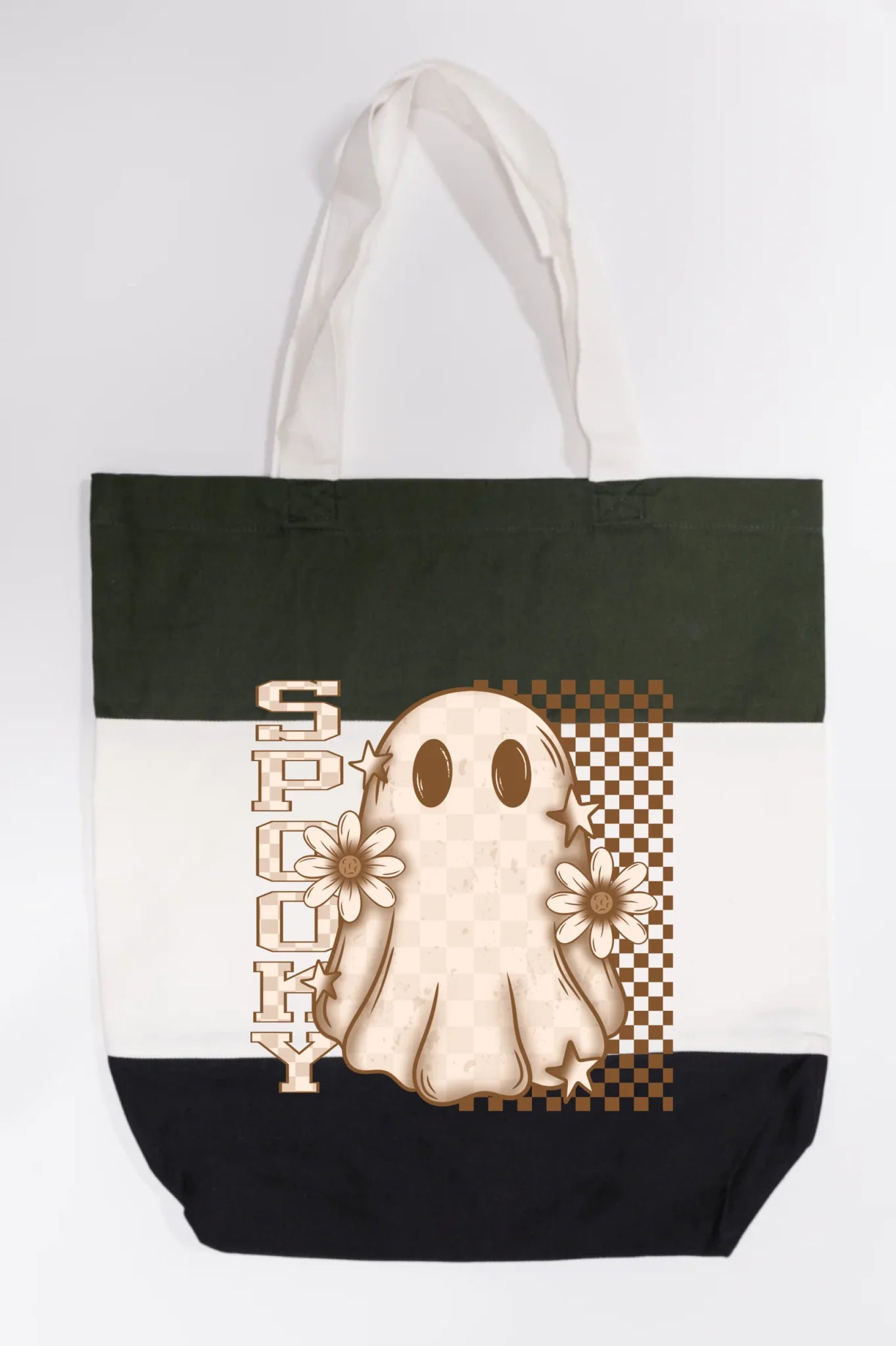 Spooky Checkered Ghost Tote Bag