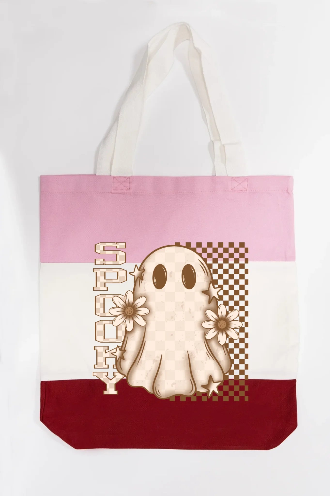 Spooky Checkered Ghost Tote Bag