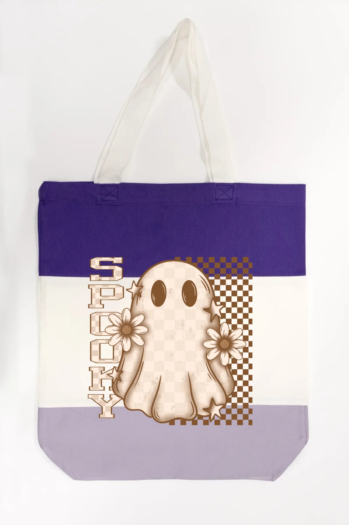 Spooky Checkered Ghost Tote Bag