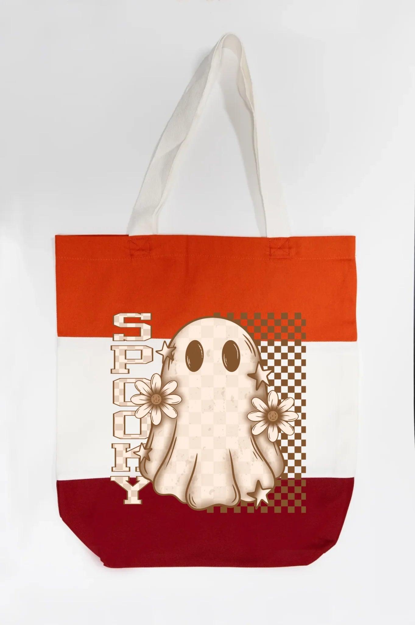 Spooky Checkered Ghost Tote Bag