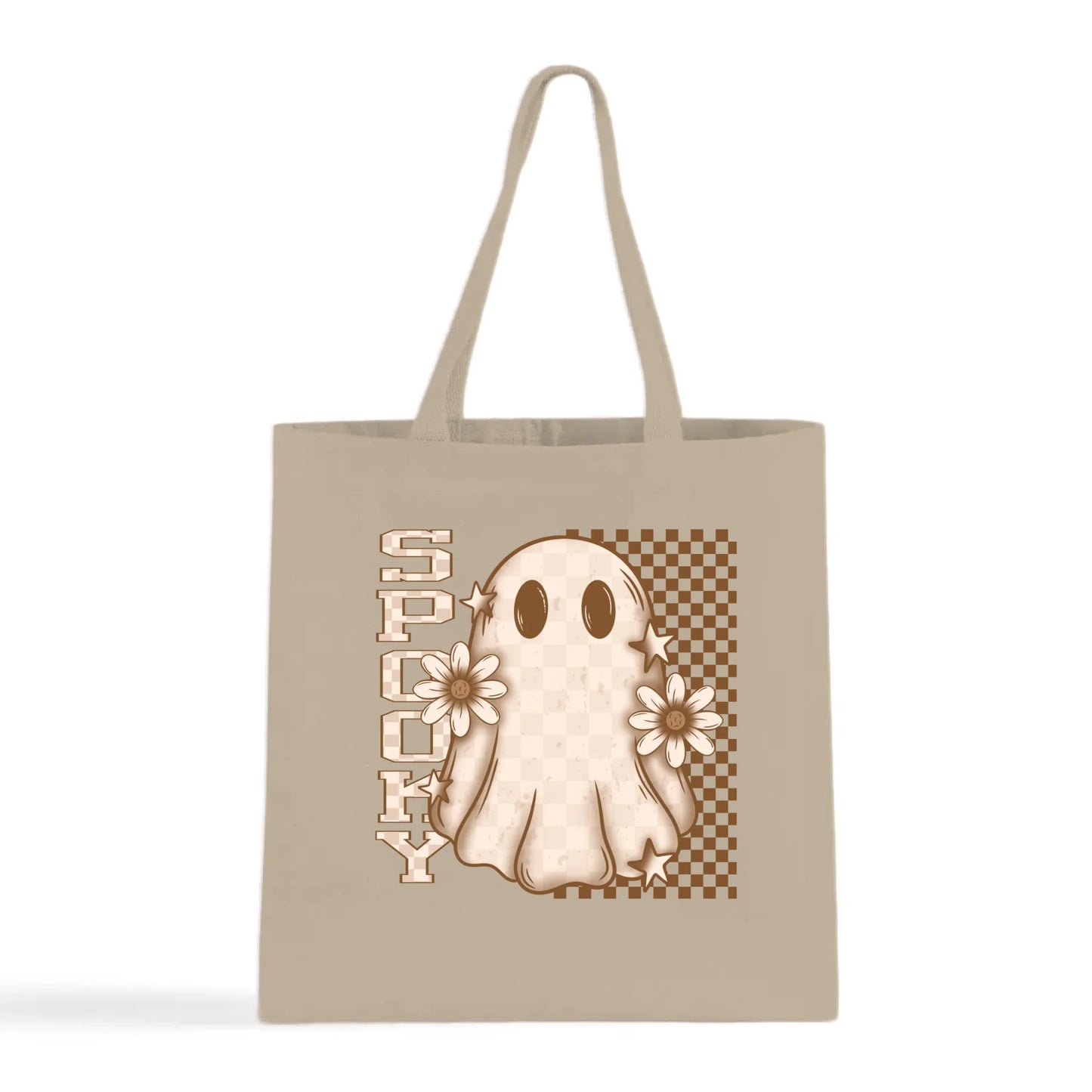 Spooky Checkered Ghost Tote Bag