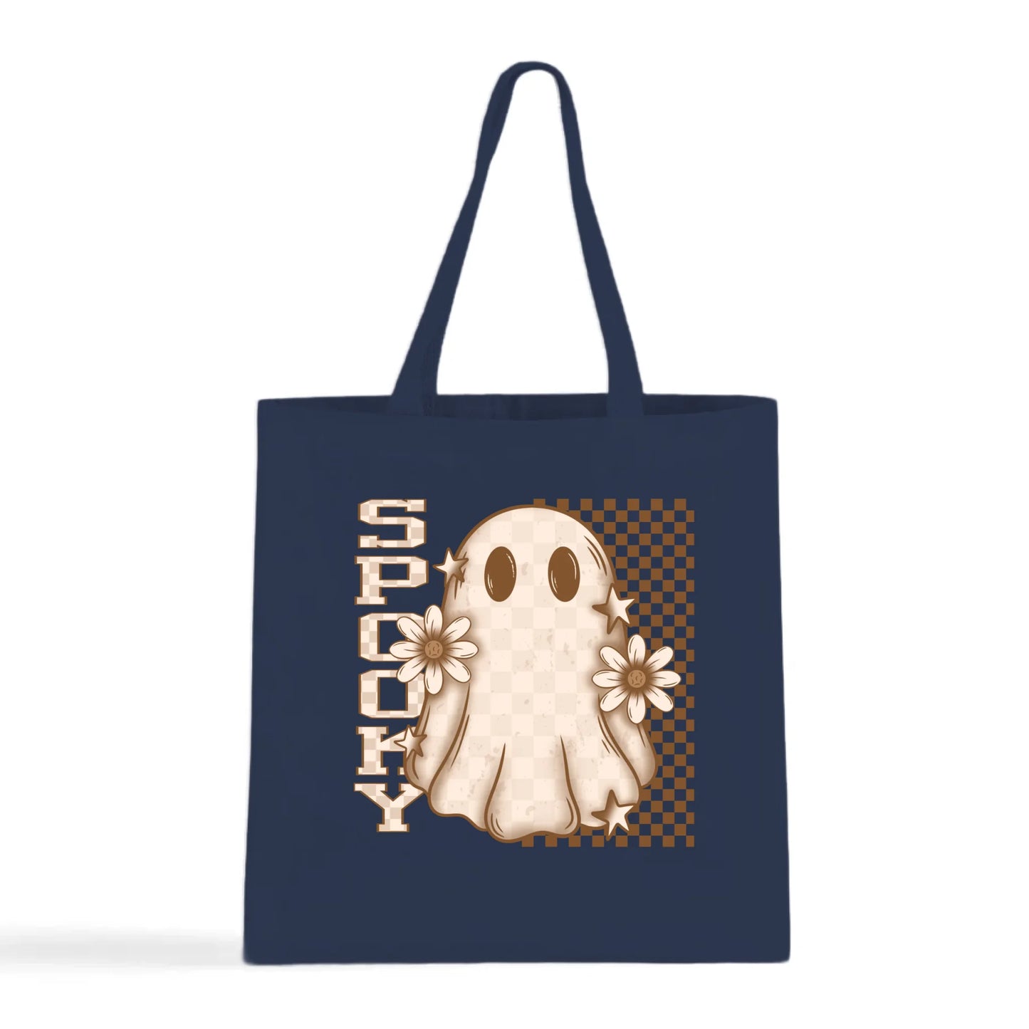 Spooky Checkered Ghost Tote Bag