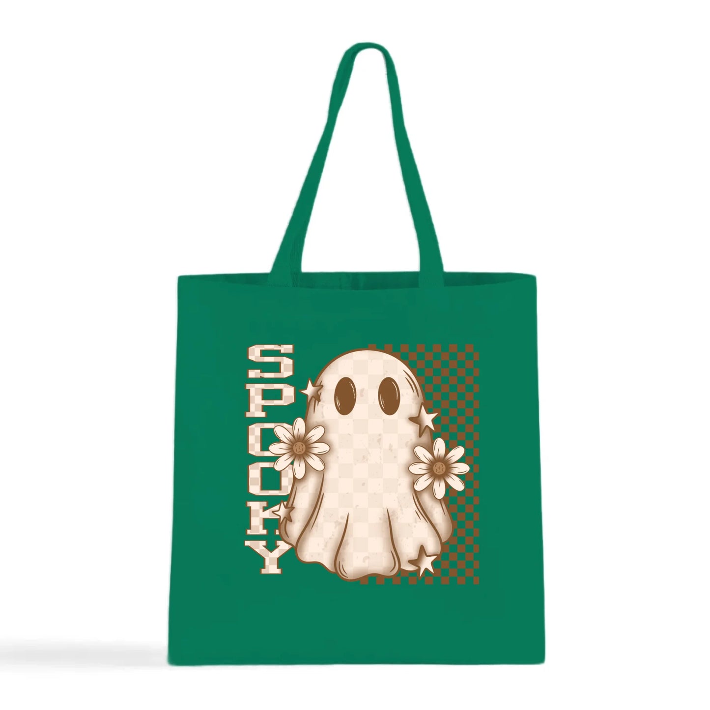 Spooky Checkered Ghost Tote Bag