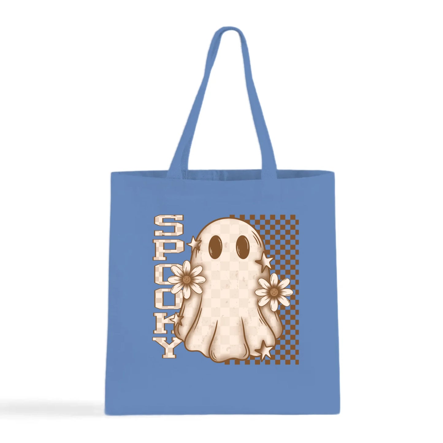Spooky Checkered Ghost Tote Bag