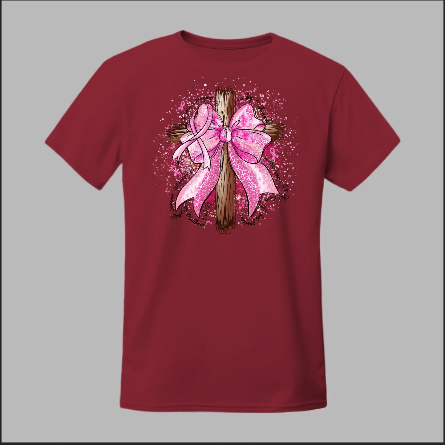 Faith Over Fear – Pink Ribbon Cross Tee