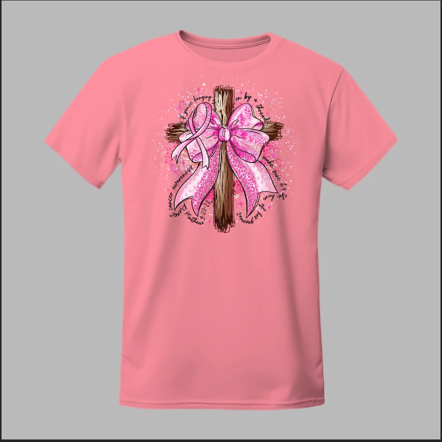 Faith Over Fear – Pink Ribbon Cross Tee