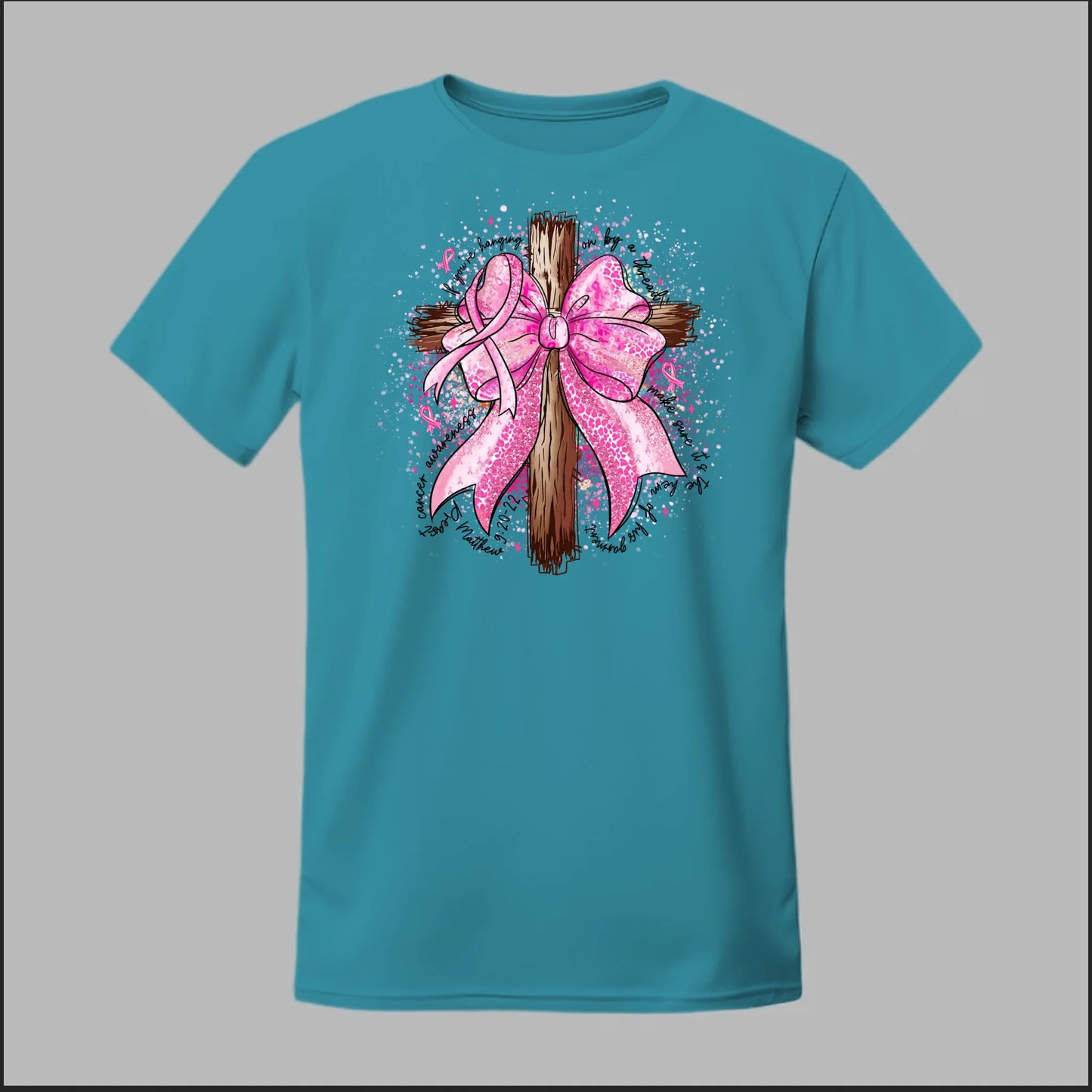 Faith Over Fear – Pink Ribbon Cross Tee