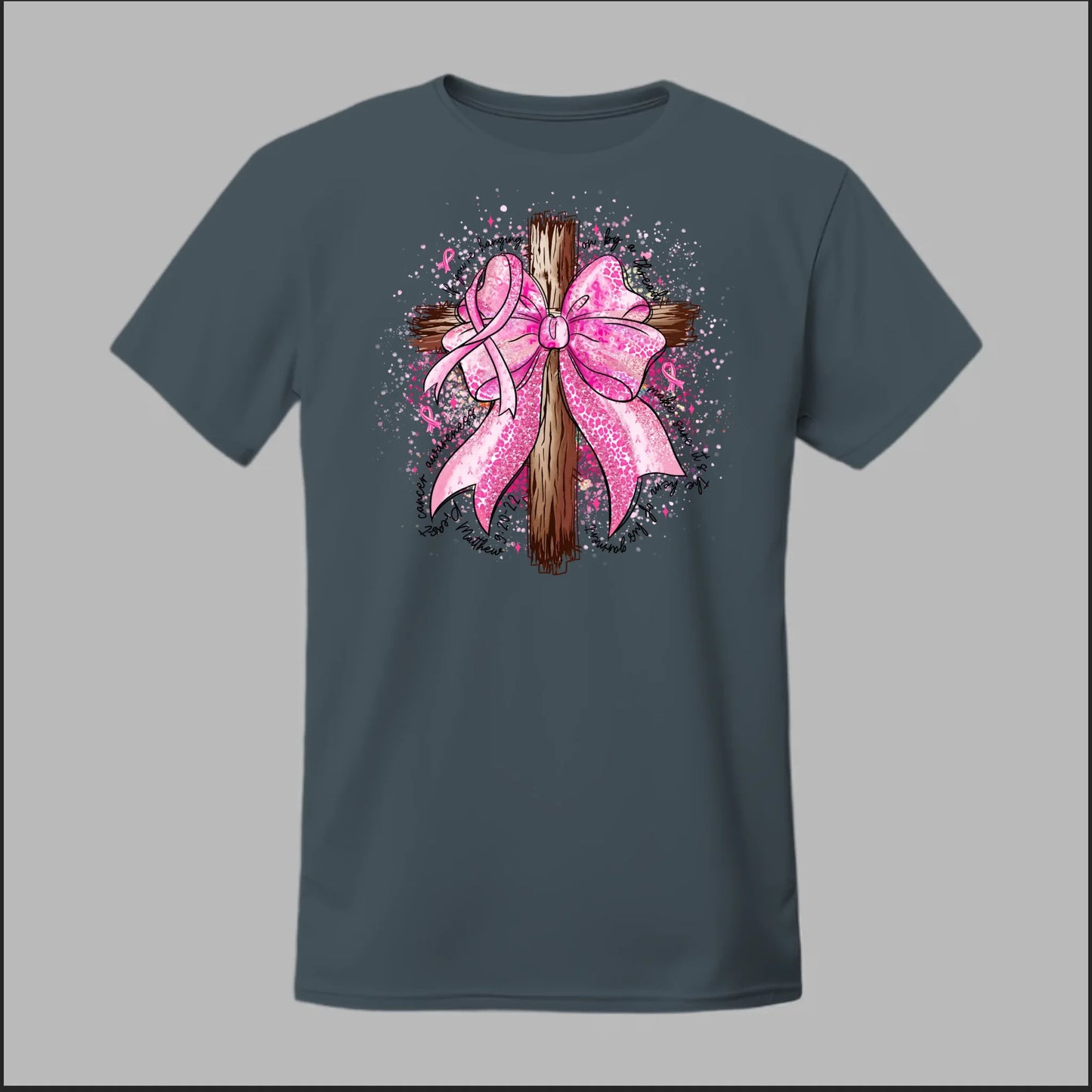 Faith Over Fear – Pink Ribbon Cross Tee