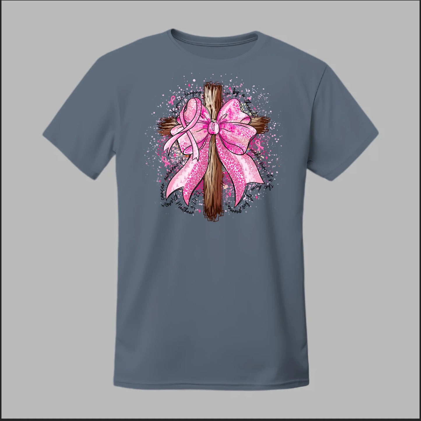 Faith Over Fear – Pink Ribbon Cross Tee