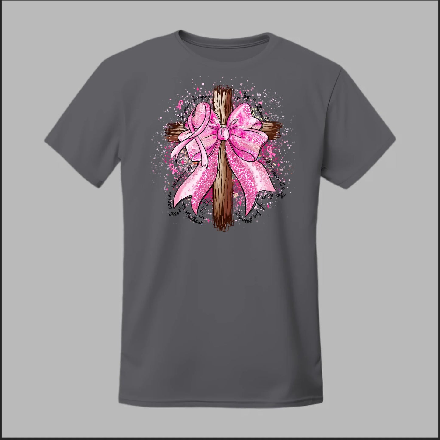 Faith Over Fear – Pink Ribbon Cross Tee