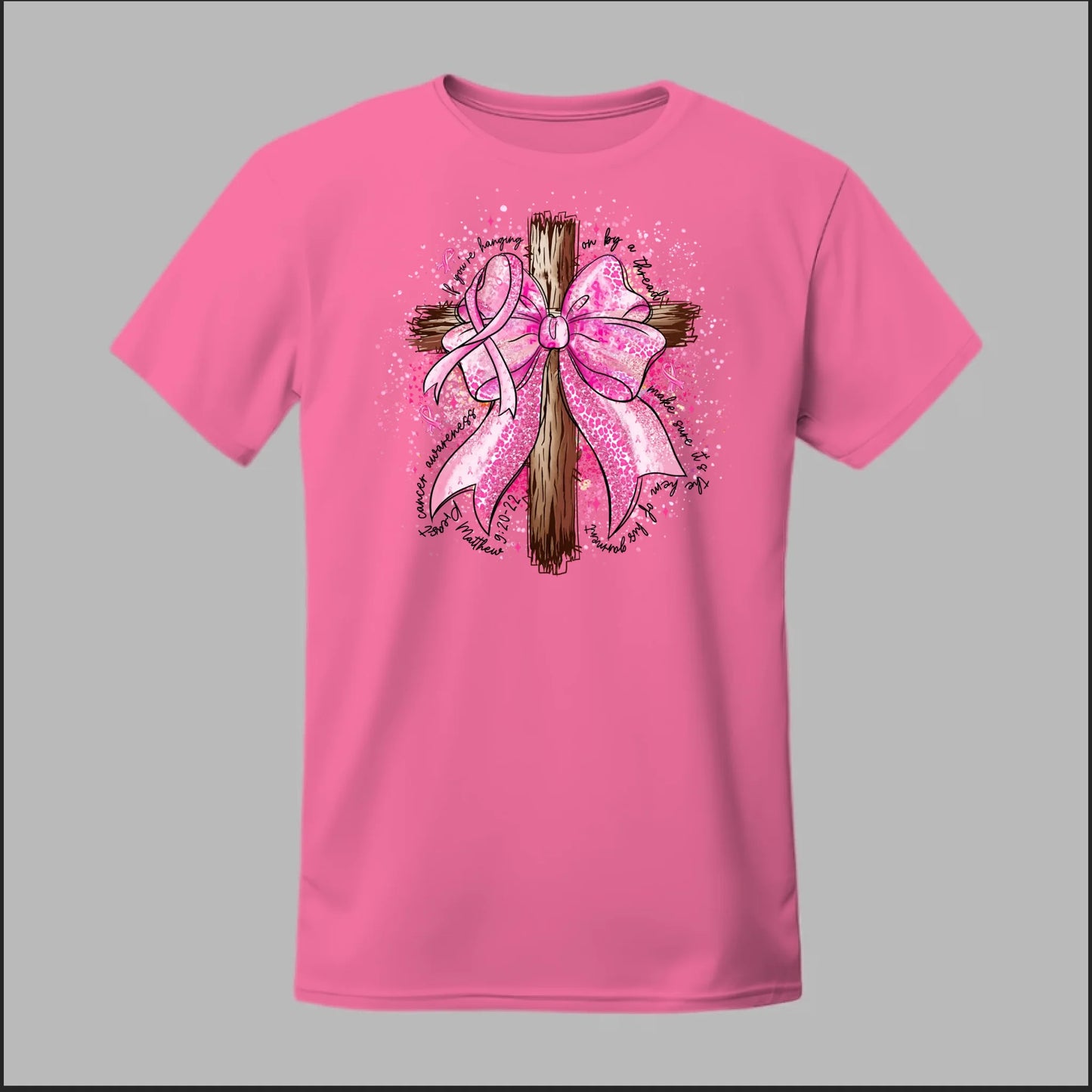 Faith Over Fear – Pink Ribbon Cross Tee