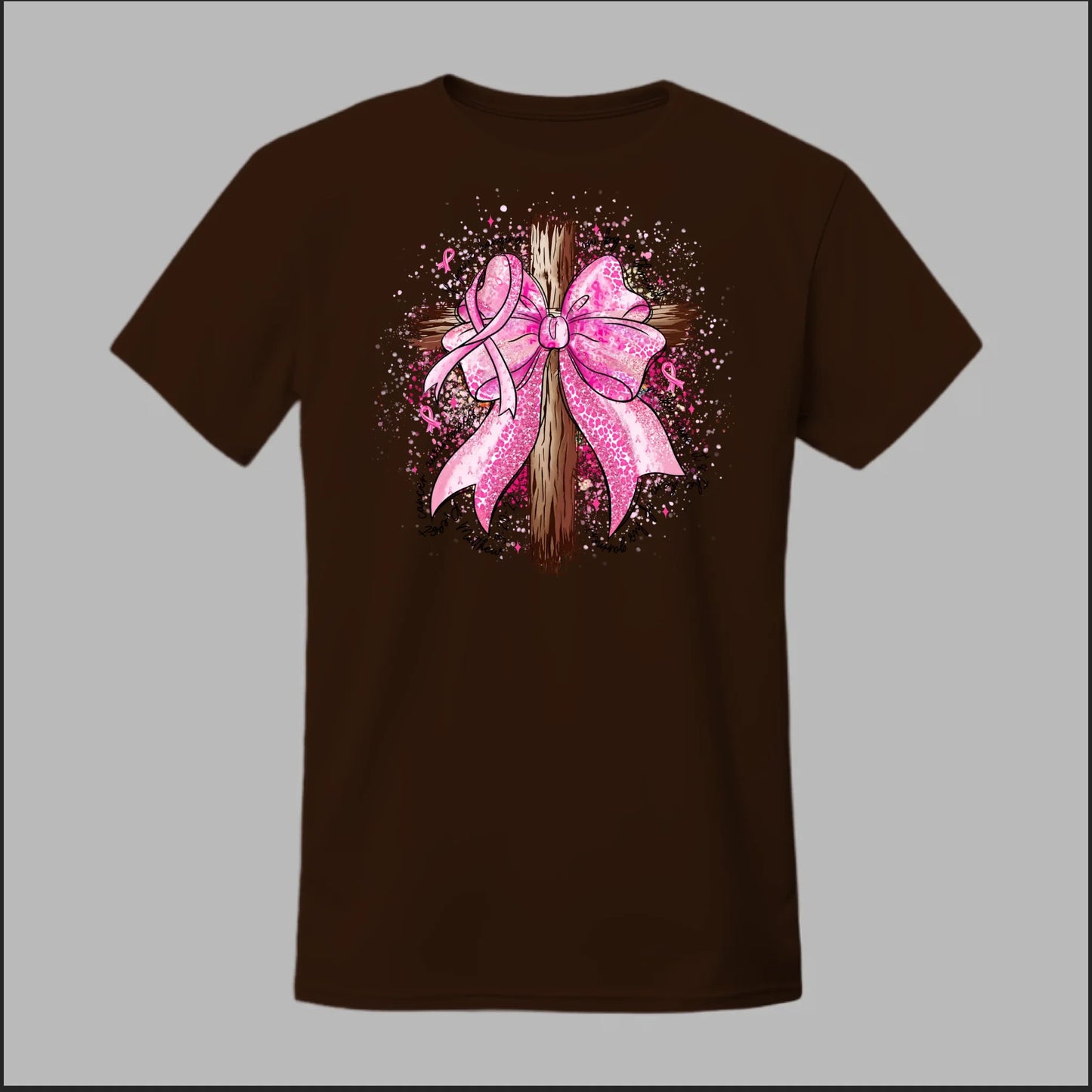 Faith Over Fear – Pink Ribbon Cross Tee