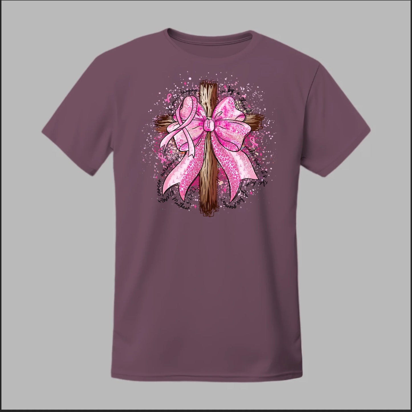 Faith Over Fear – Pink Ribbon Cross Tee
