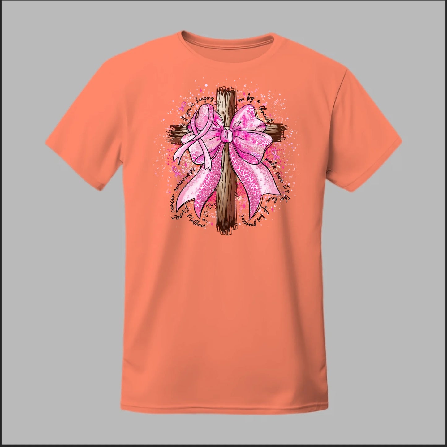 Faith Over Fear – Pink Ribbon Cross Tee