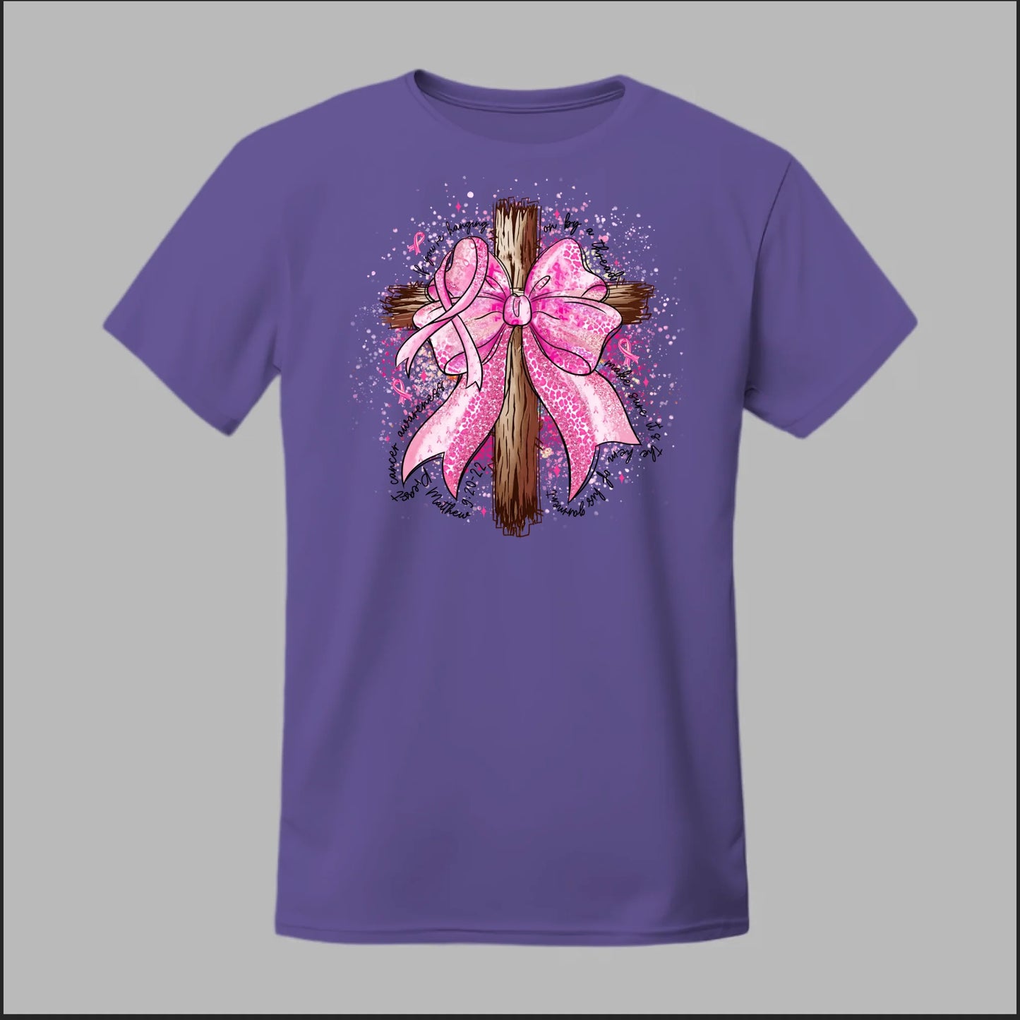 Faith Over Fear – Pink Ribbon Cross Tee