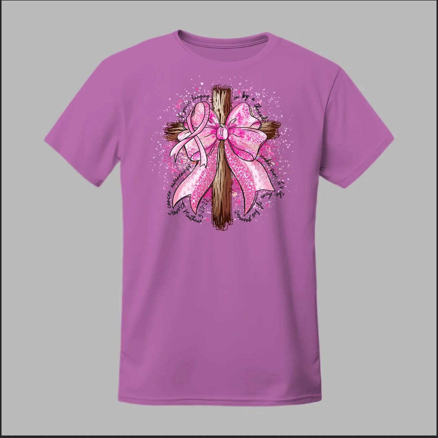 Faith Over Fear – Pink Ribbon Cross Tee