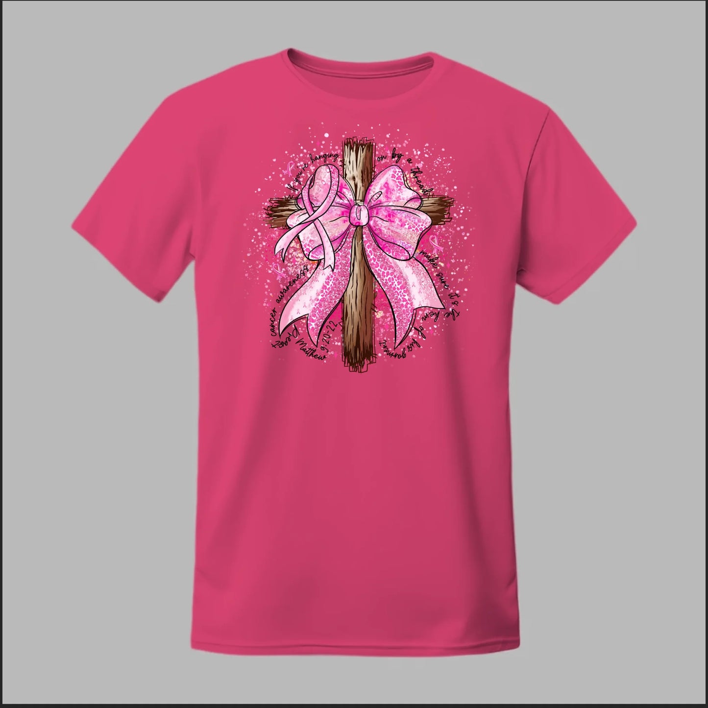 Faith Over Fear – Pink Ribbon Cross Tee