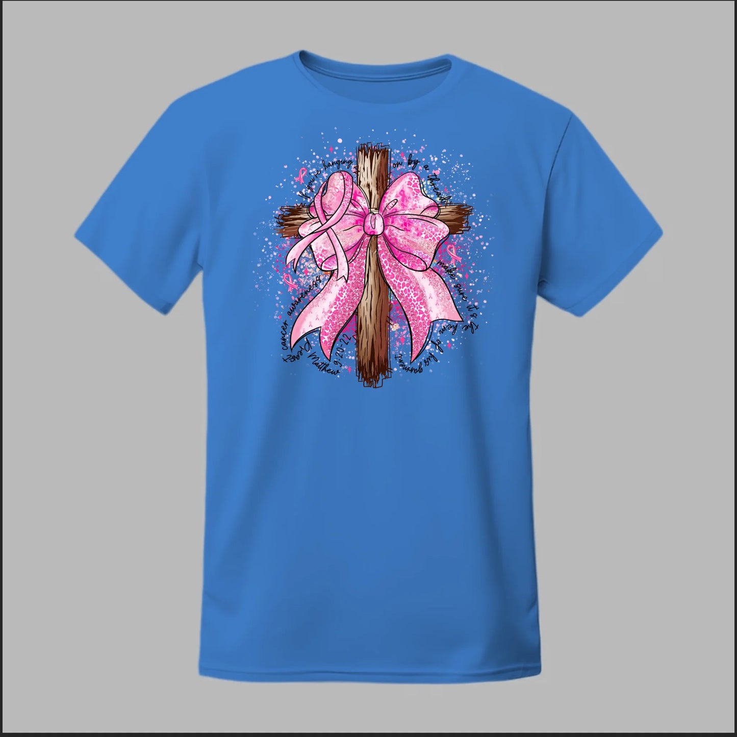 Faith Over Fear – Pink Ribbon Cross Tee