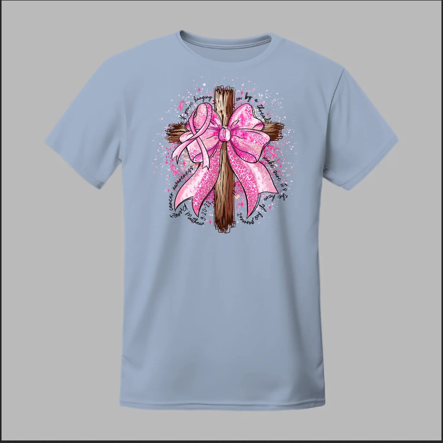 Faith Over Fear – Pink Ribbon Cross Tee