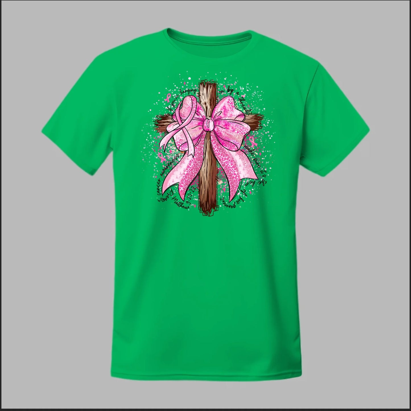 Faith Over Fear – Pink Ribbon Cross Tee