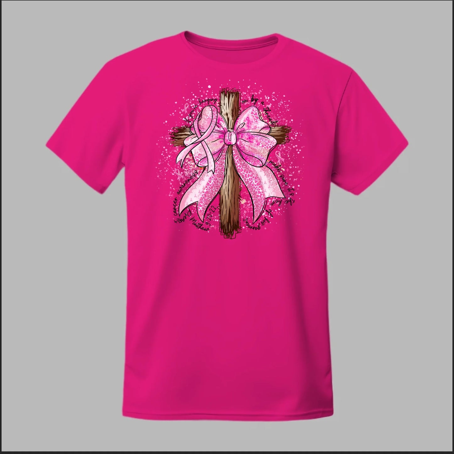 Faith Over Fear – Pink Ribbon Cross Tee
