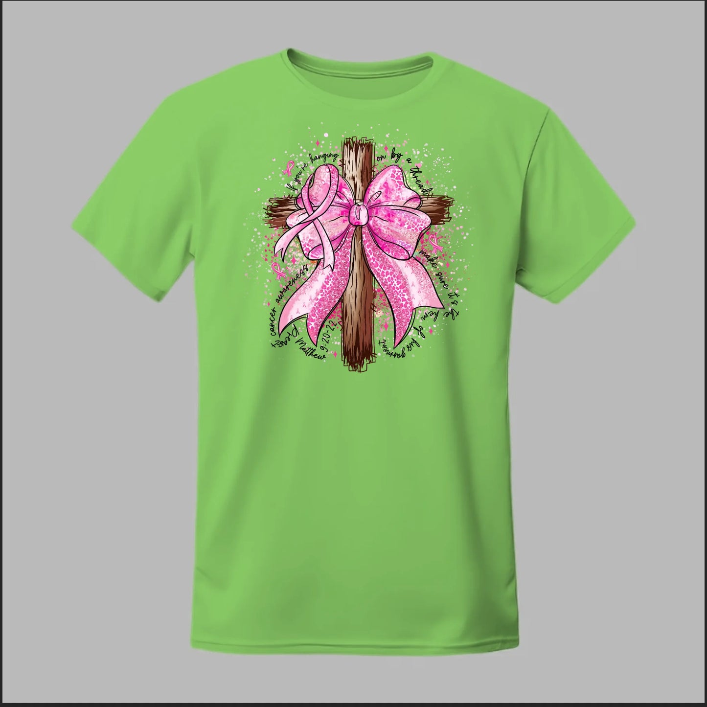 Faith Over Fear – Pink Ribbon Cross Tee