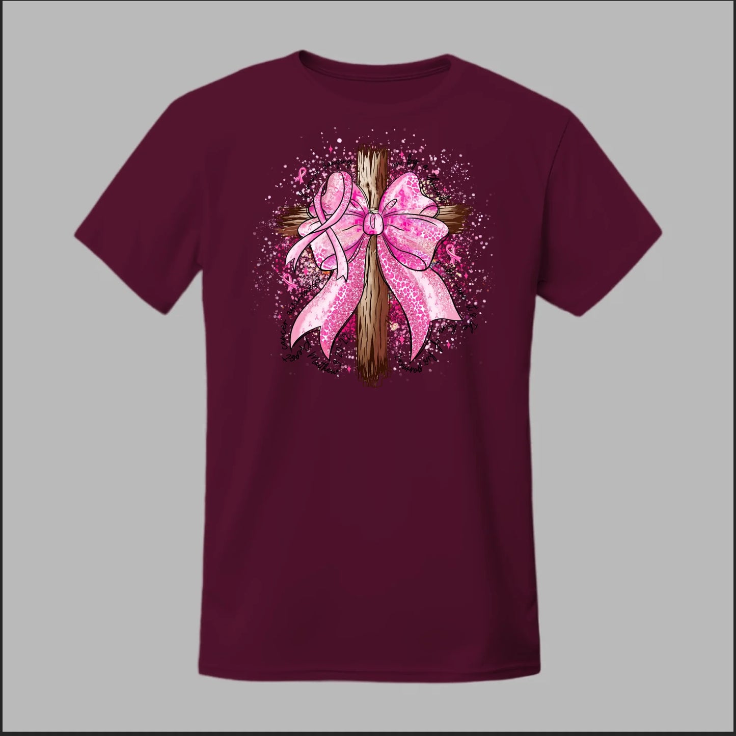 Faith Over Fear – Pink Ribbon Cross Tee