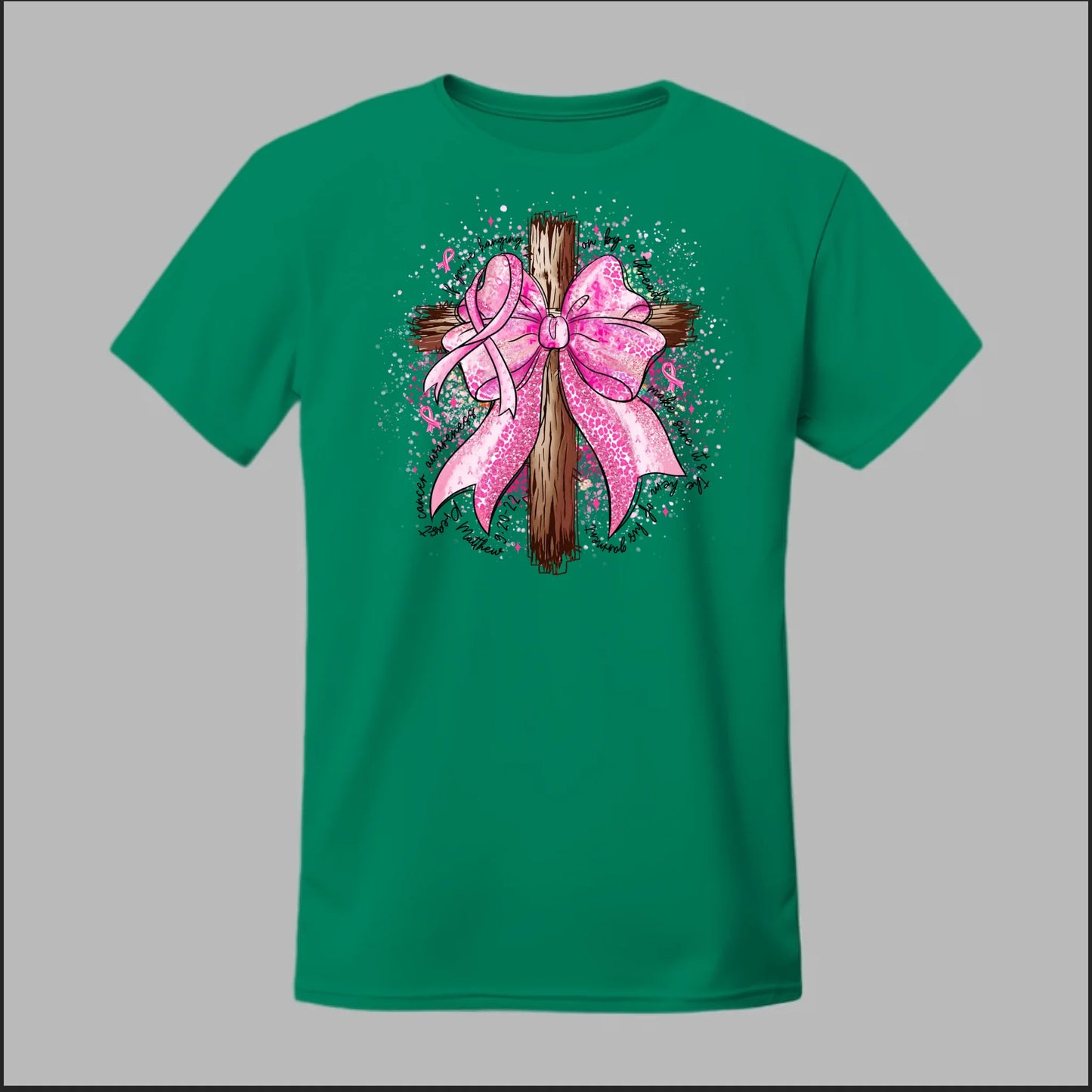 Faith Over Fear – Pink Ribbon Cross Tee