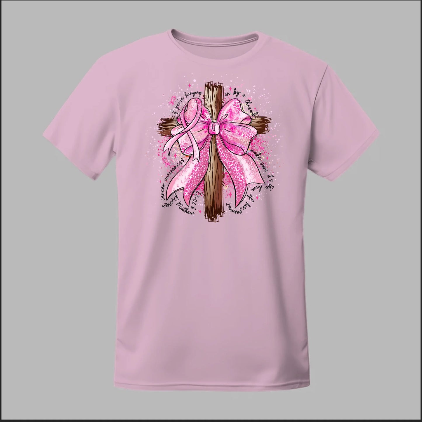 Faith Over Fear – Pink Ribbon Cross Tee