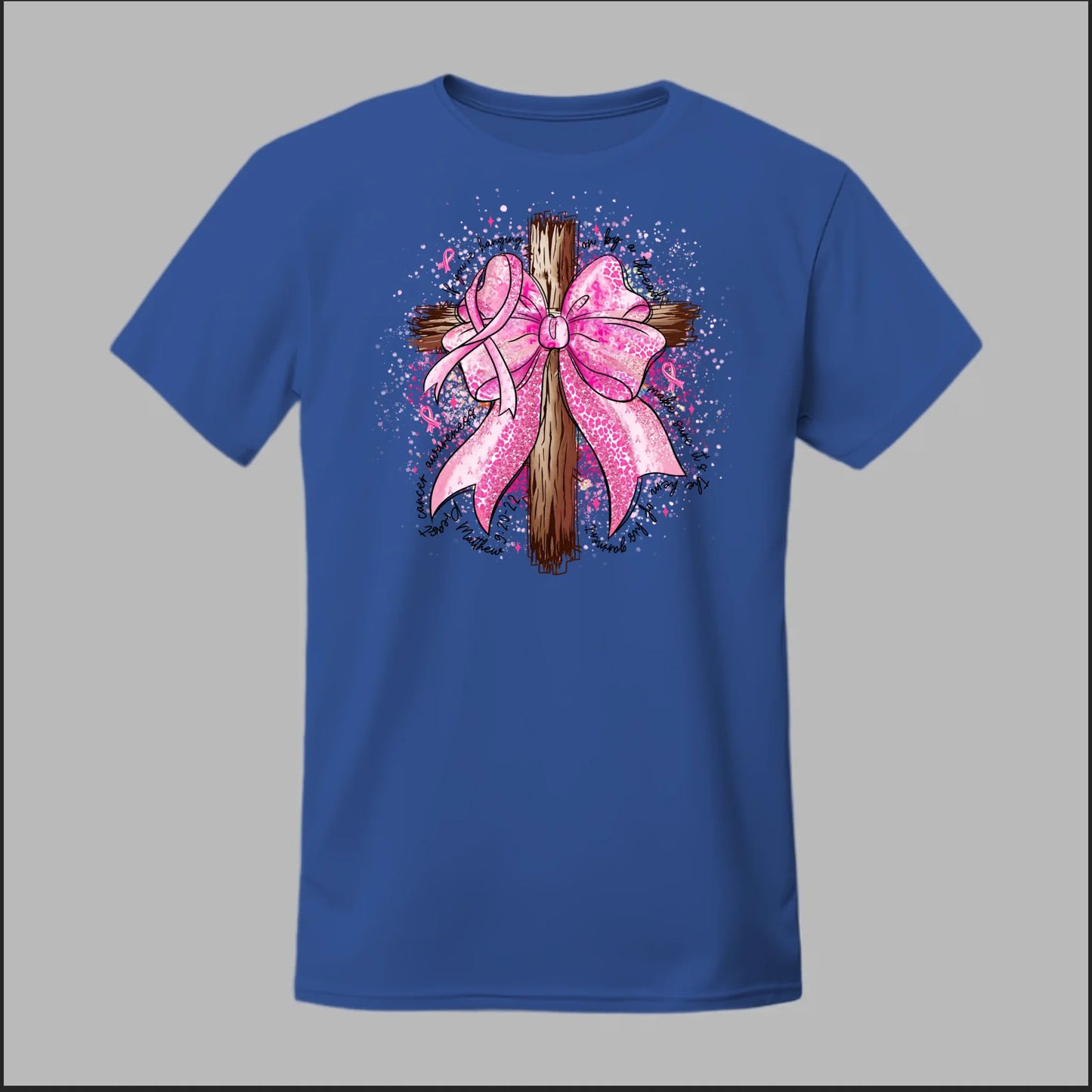 Faith Over Fear – Pink Ribbon Cross Tee