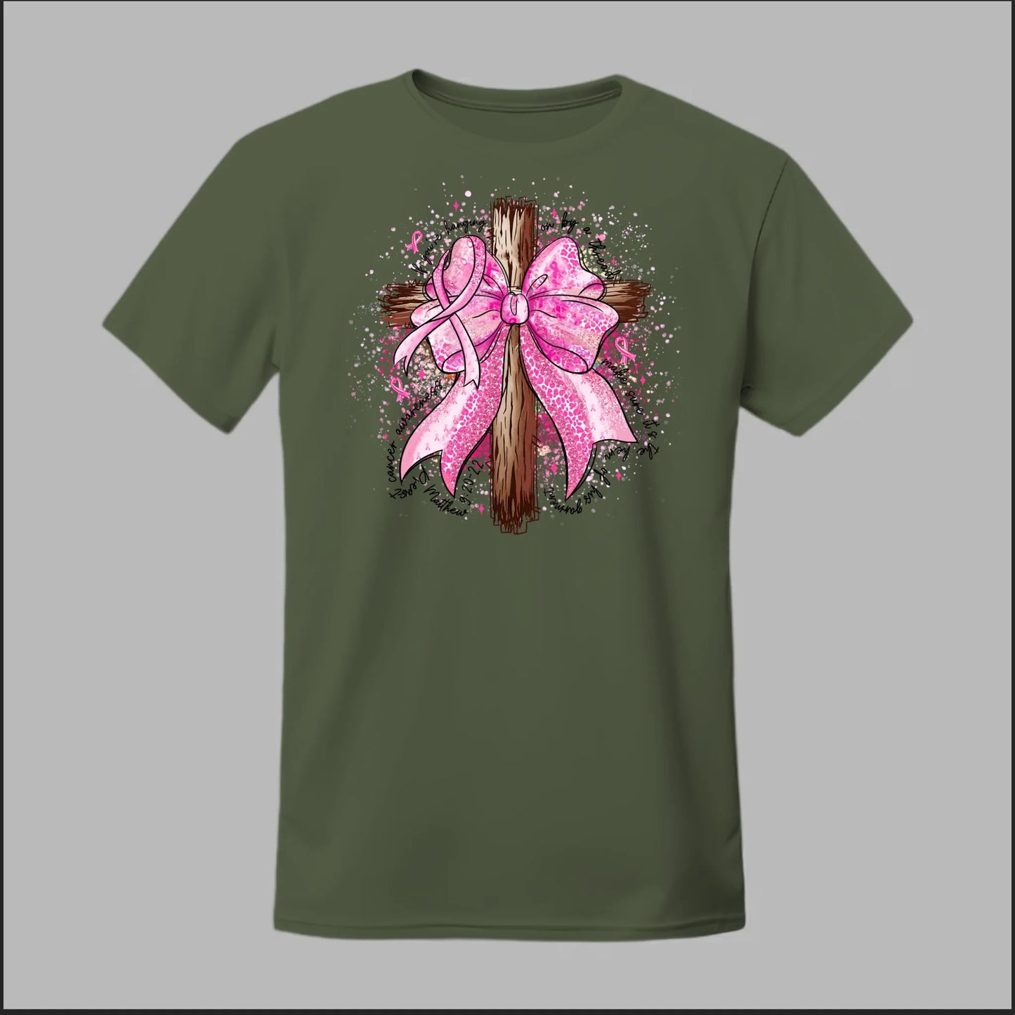 Faith Over Fear – Pink Ribbon Cross Tee