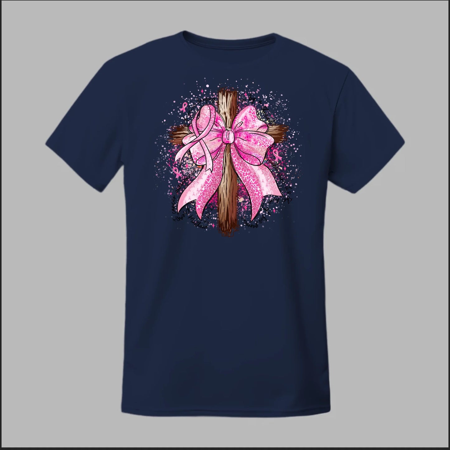 Faith Over Fear – Pink Ribbon Cross Tee