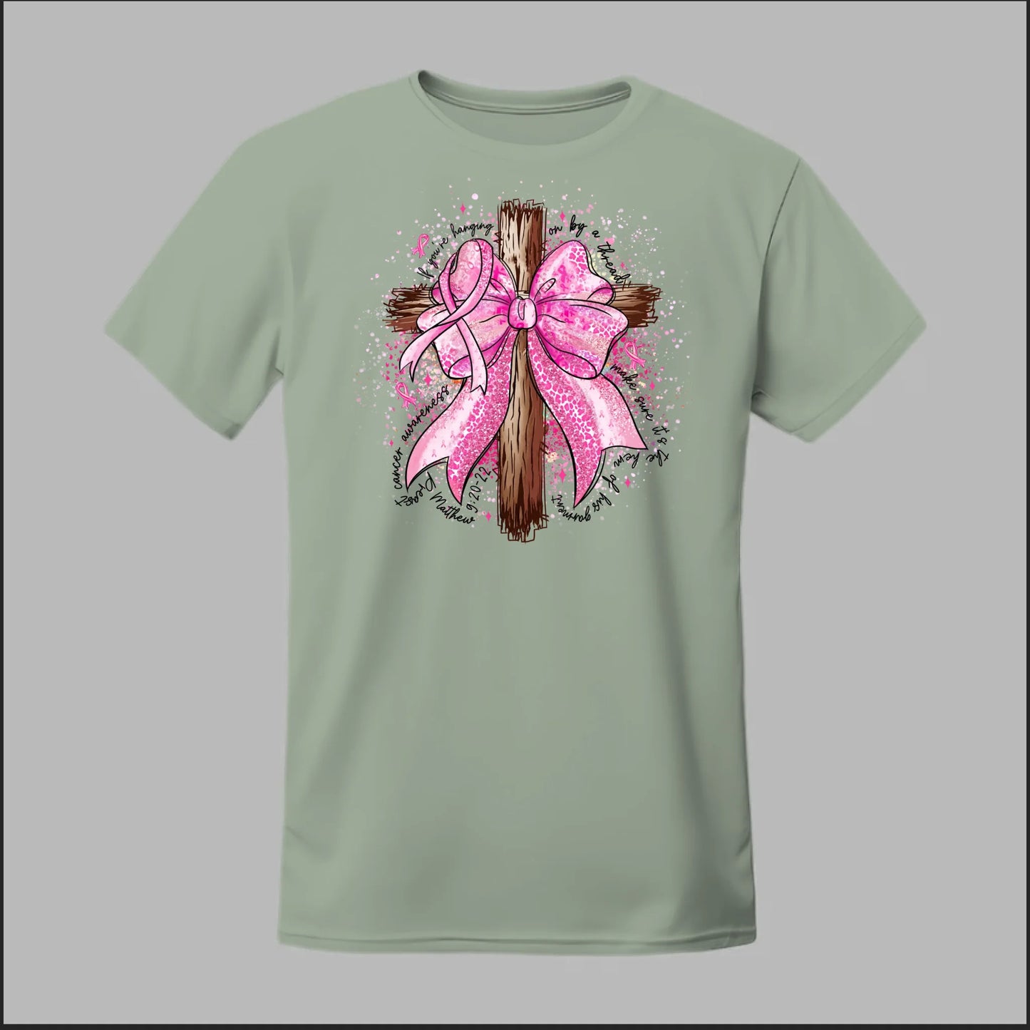 Faith Over Fear – Pink Ribbon Cross Tee