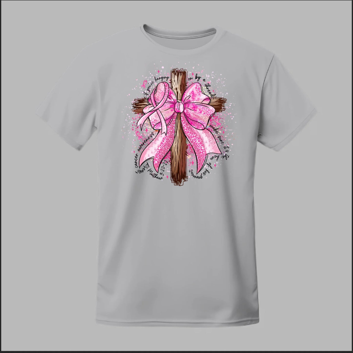 Faith Over Fear – Pink Ribbon Cross Tee