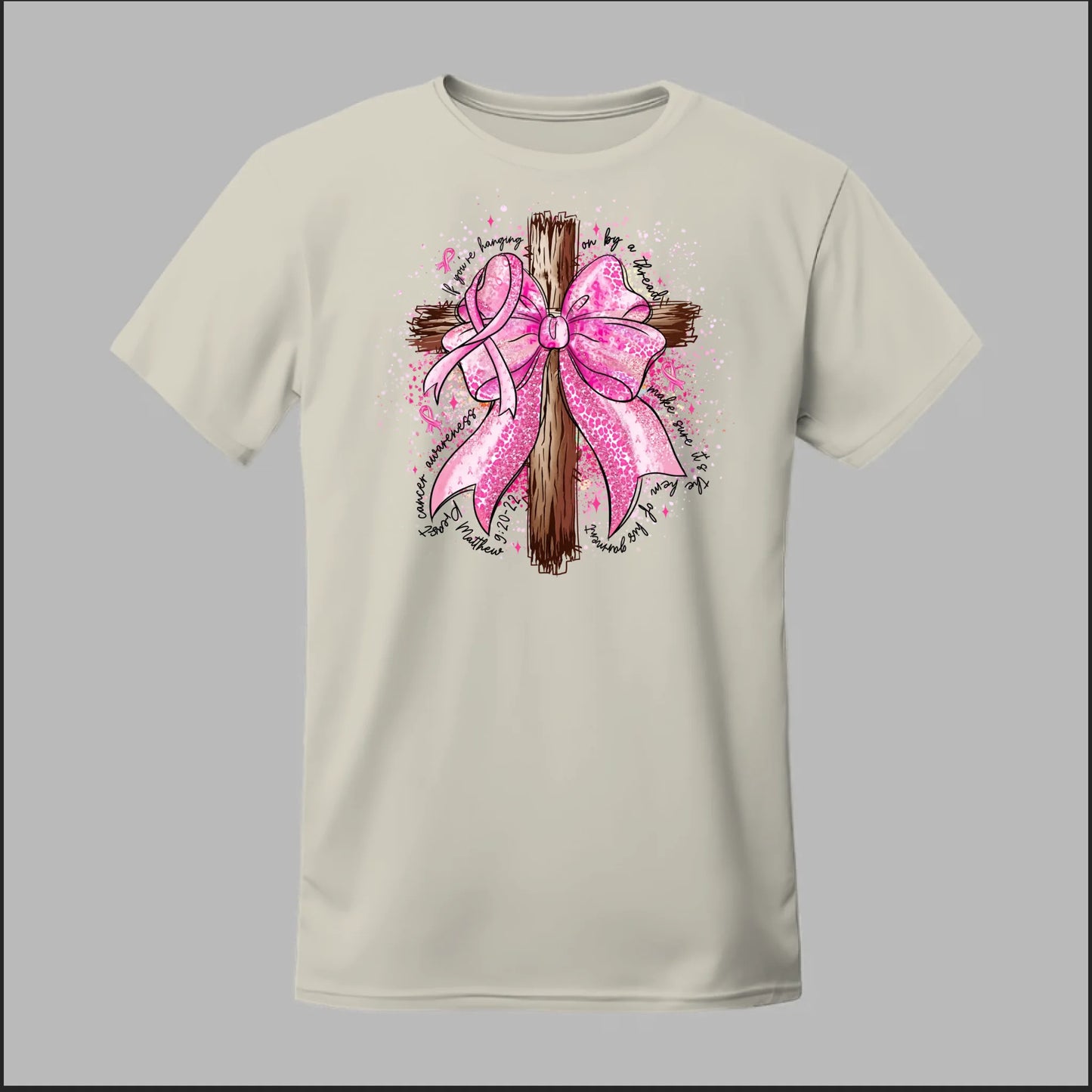Faith Over Fear – Pink Ribbon Cross Tee