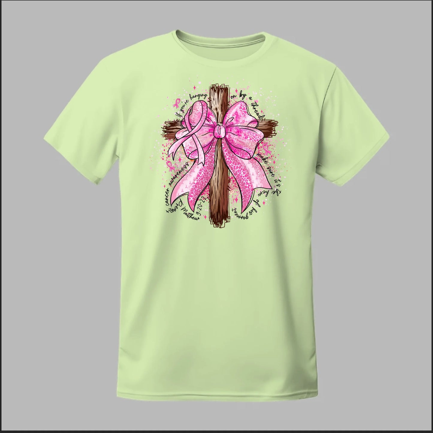Faith Over Fear – Pink Ribbon Cross Tee
