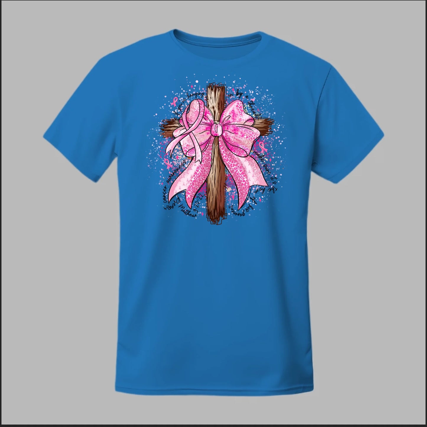Faith Over Fear – Pink Ribbon Cross Tee