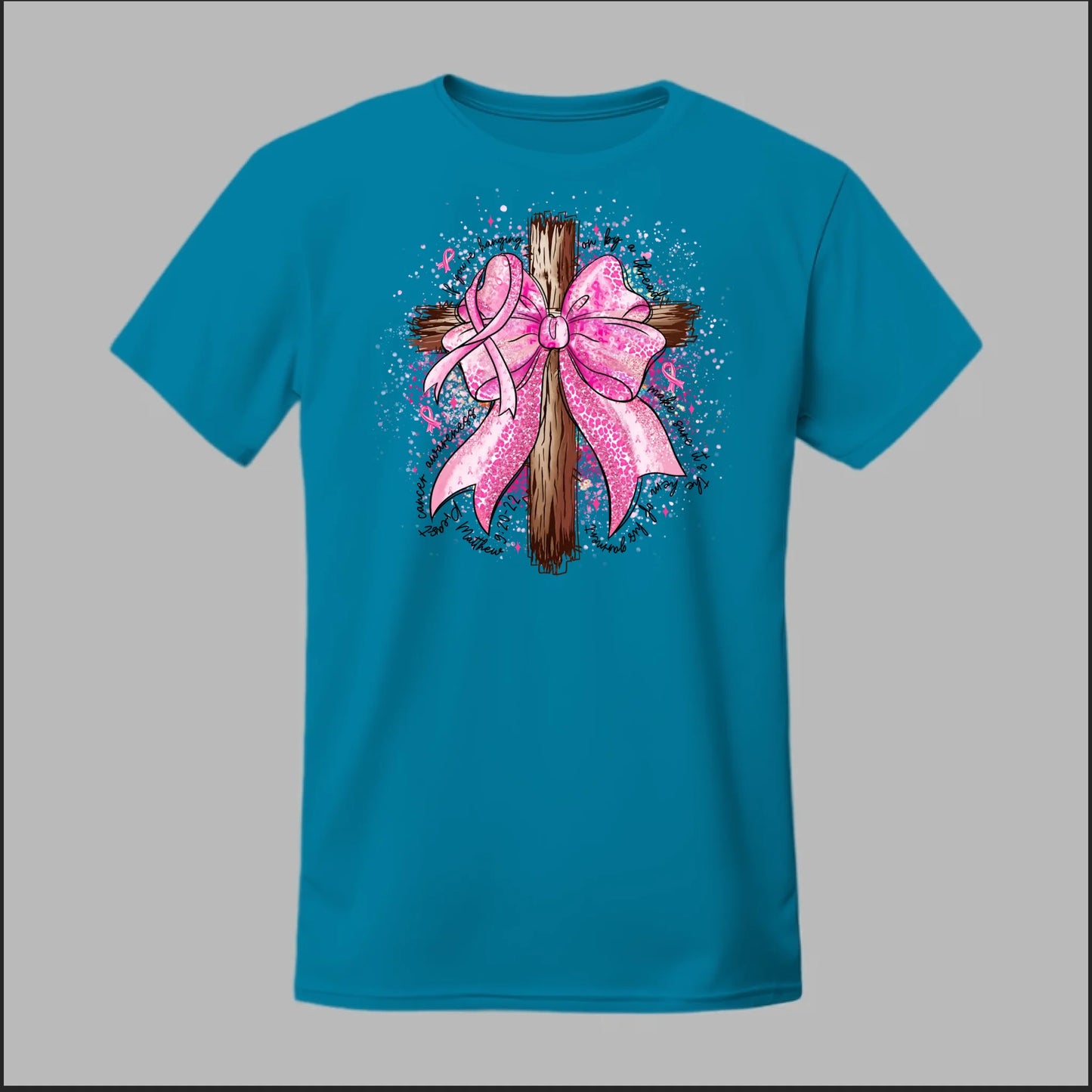 Faith Over Fear – Pink Ribbon Cross Tee