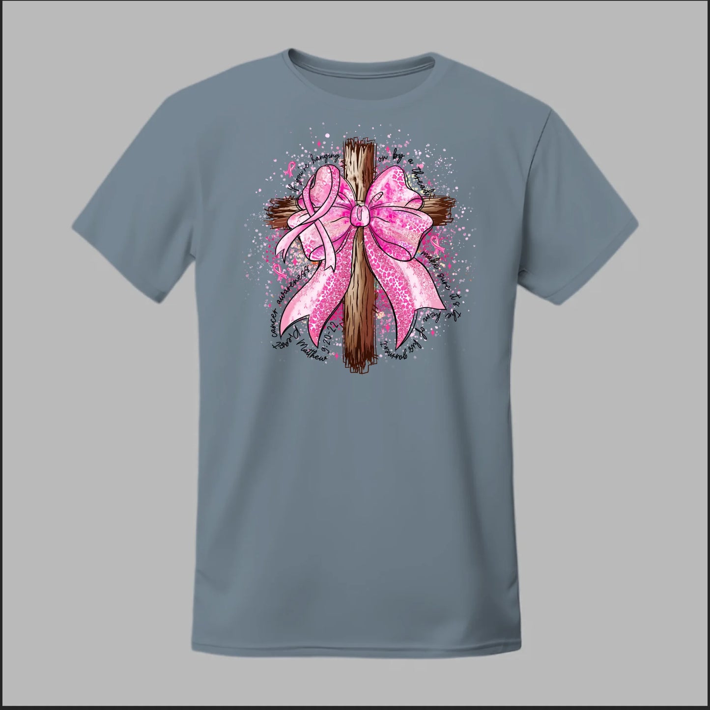Faith Over Fear – Pink Ribbon Cross Tee