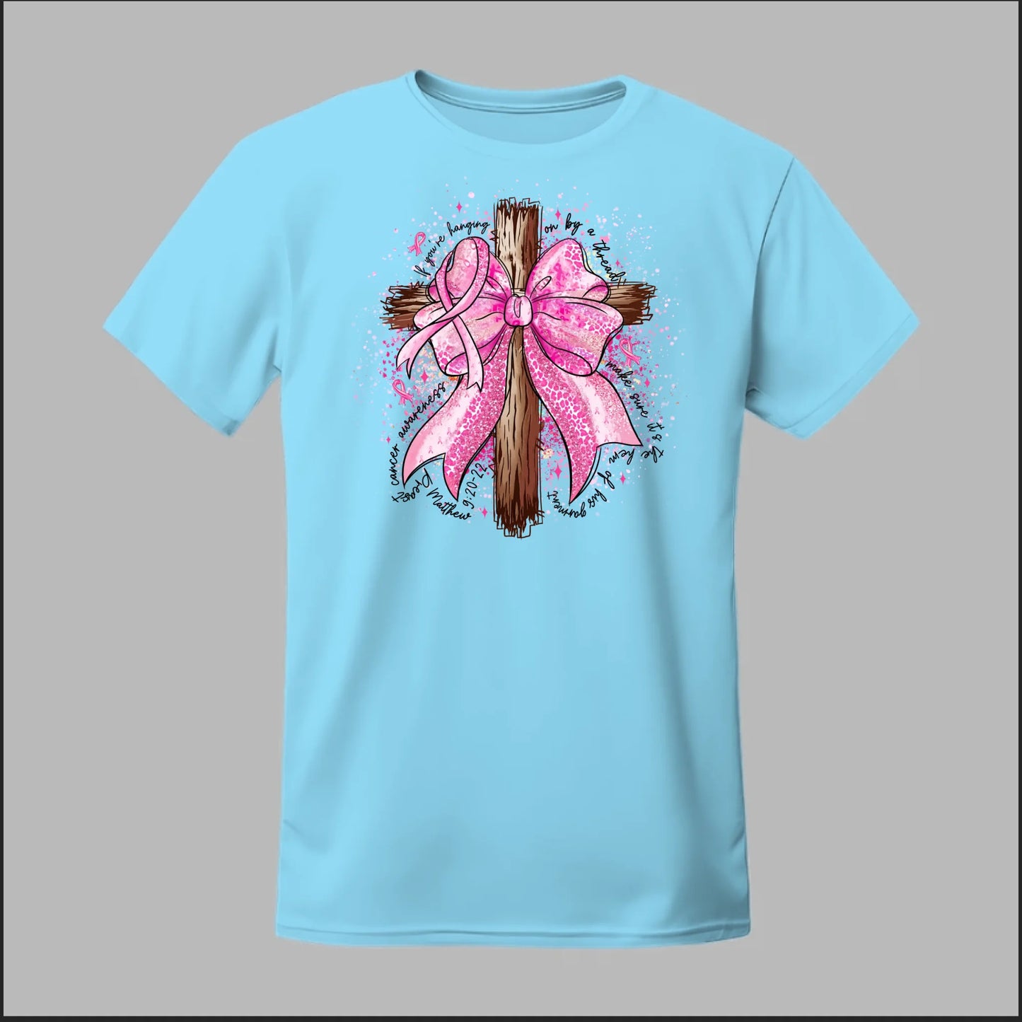 Faith Over Fear – Pink Ribbon Cross Tee