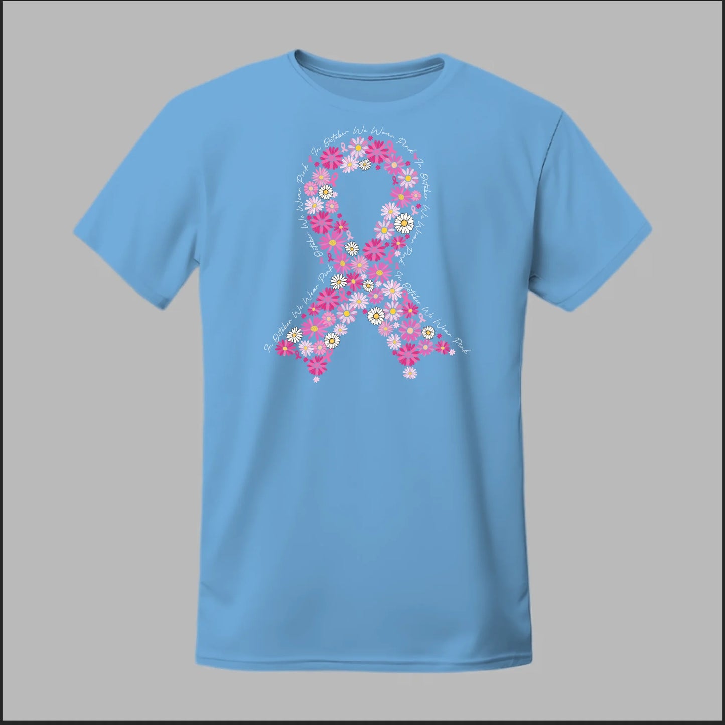 Floral Ribbon – In October We Wear Pink Tee