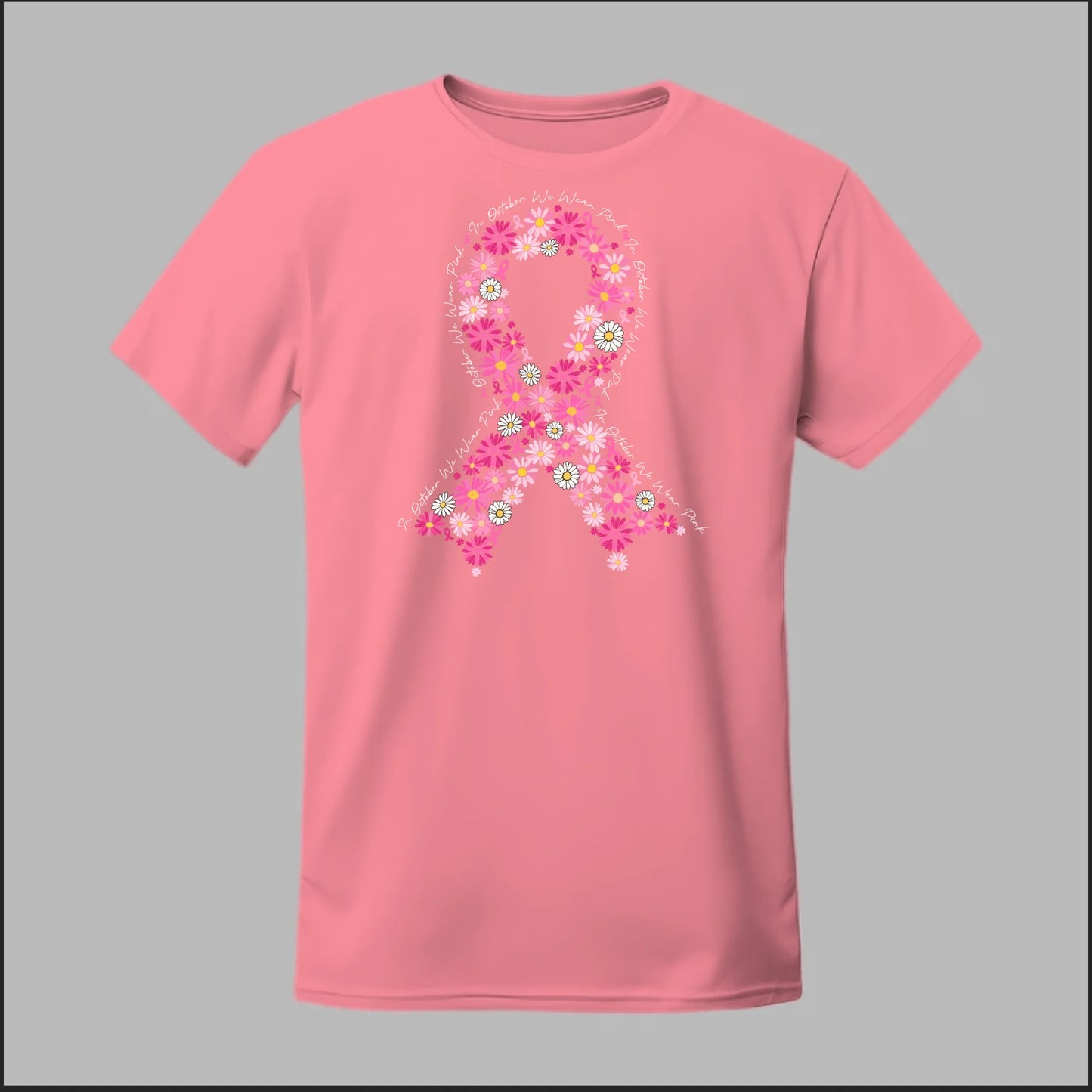 Floral Ribbon – In October We Wear Pink Tee