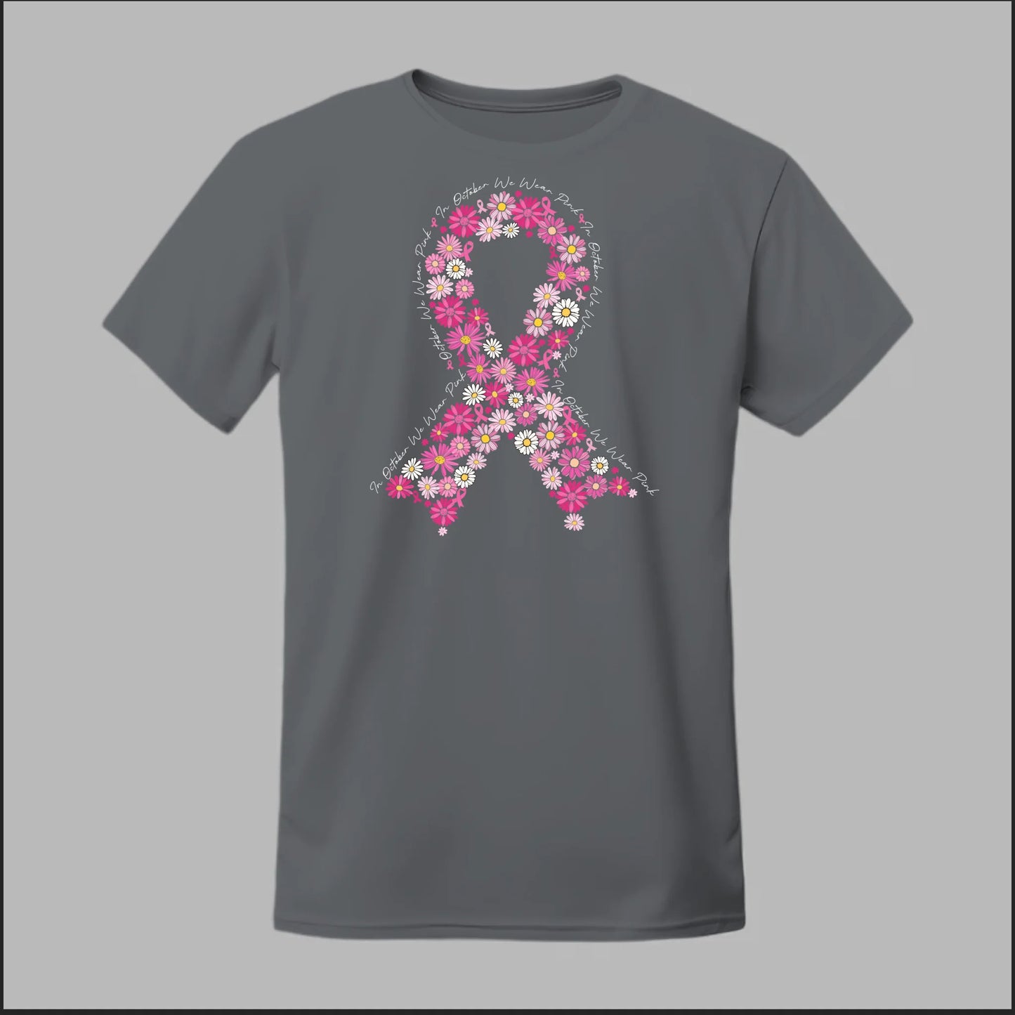 Floral Ribbon – In October We Wear Pink Tee