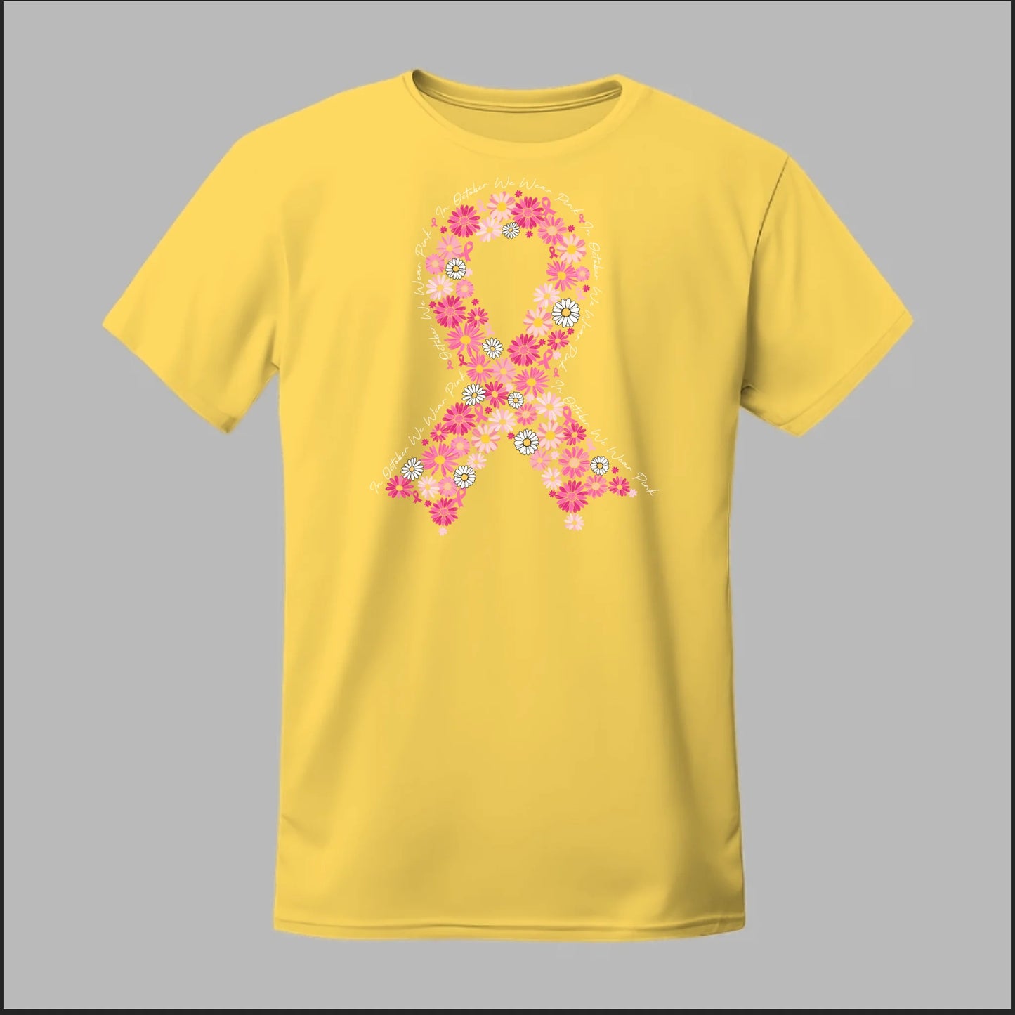 Floral Ribbon – In October We Wear Pink Tee