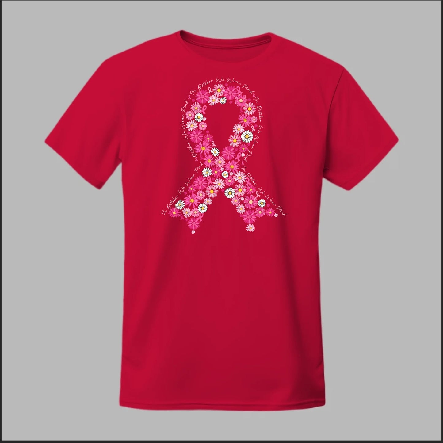 Floral Ribbon – In October We Wear Pink Tee