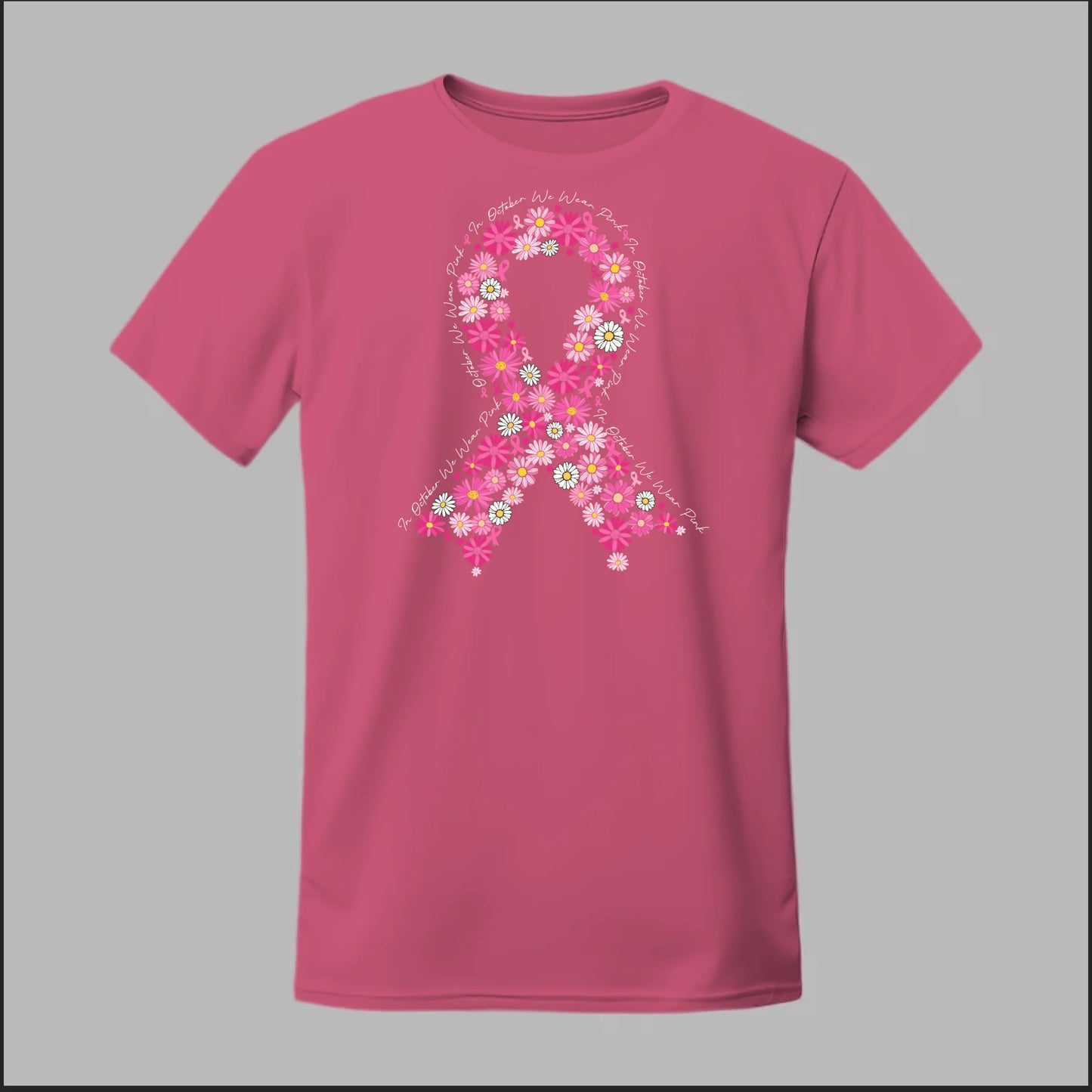 Floral Ribbon – In October We Wear Pink Tee
