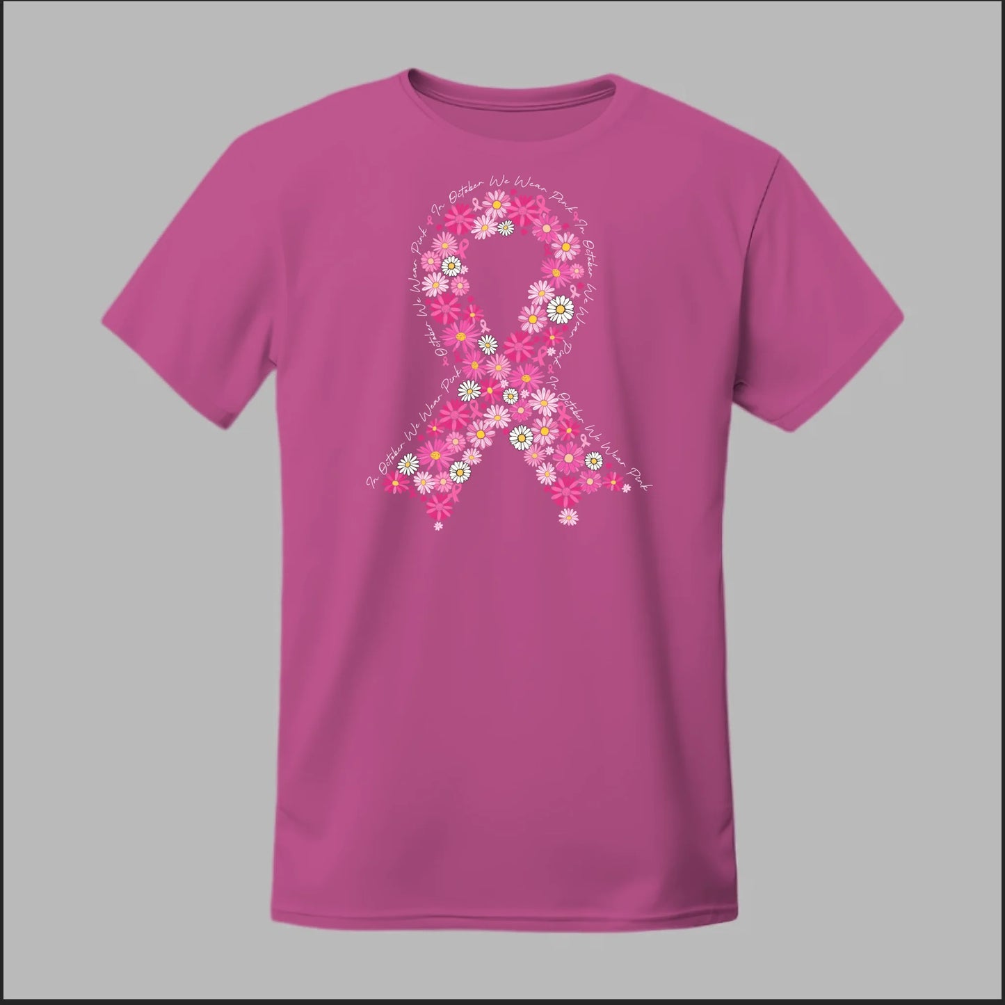 Floral Ribbon – In October We Wear Pink Tee