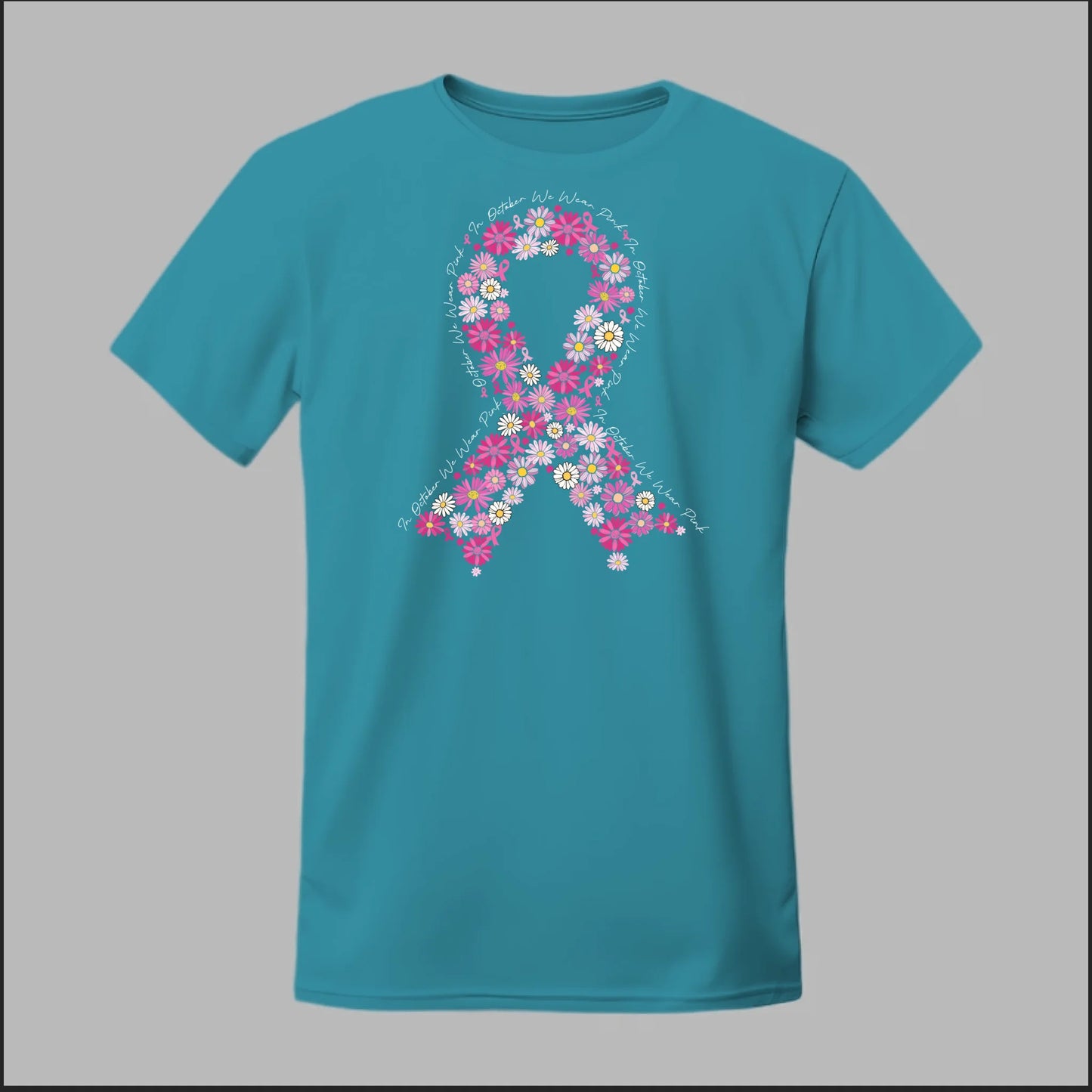 Floral Ribbon – In October We Wear Pink Tee